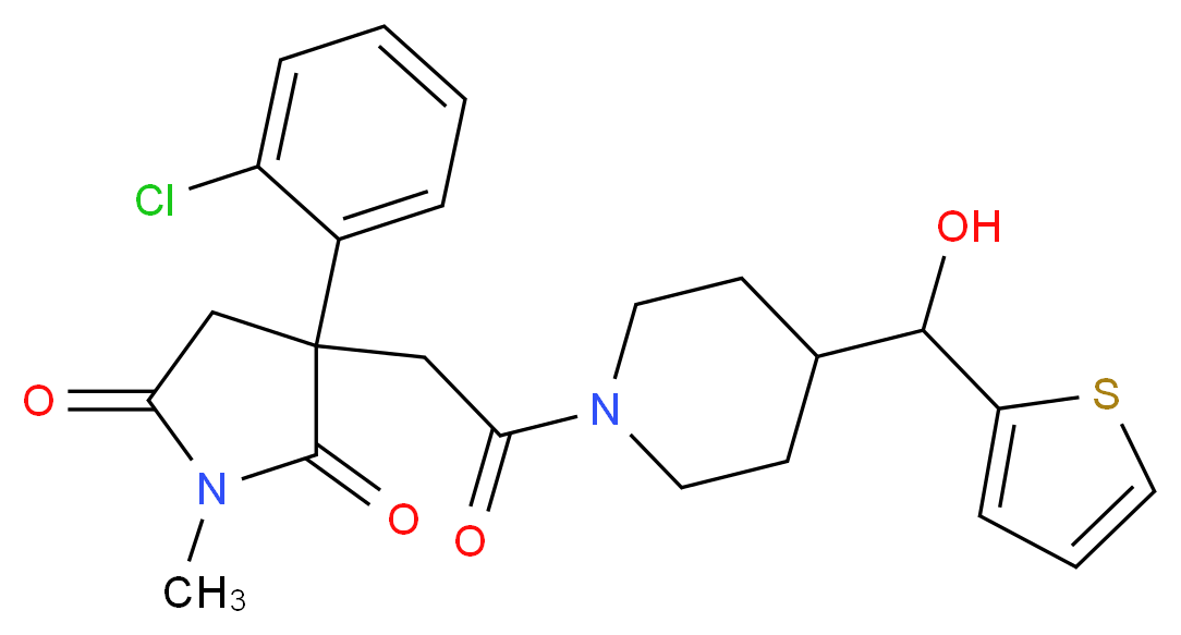 3-(2-chlorophenyl)-3-(2-{4-[hydroxy(2-thienyl)methyl]-1-piperidinyl}-2-oxoethyl)-1-methyl-2,5-pyrrolidinedione_Molecular_structure_CAS_)