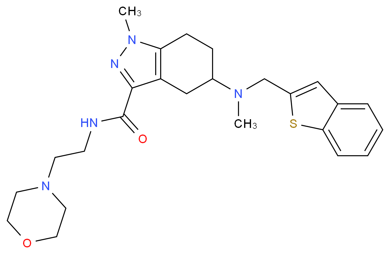 5-[(1-benzothien-2-ylmethyl)(methyl)amino]-1-methyl-N-[2-(4-morpholinyl)ethyl]-4,5,6,7-tetrahydro-1H-indazole-3-carboxamide_Molecular_structure_CAS_)