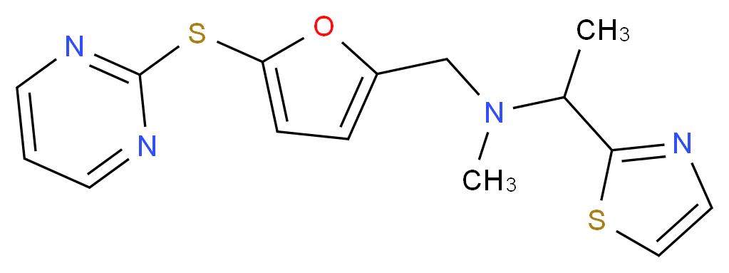 N-methyl-N-{[5-(pyrimidin-2-ylthio)-2-furyl]methyl}-1-(1,3-thiazol-2-yl)ethanamine_Molecular_structure_CAS_)