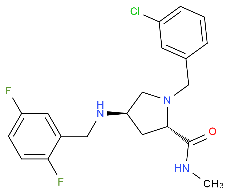 (4R)-1-(3-chlorobenzyl)-4-[(2,5-difluorobenzyl)amino]-N-methyl-L-prolinamide_Molecular_structure_CAS_)