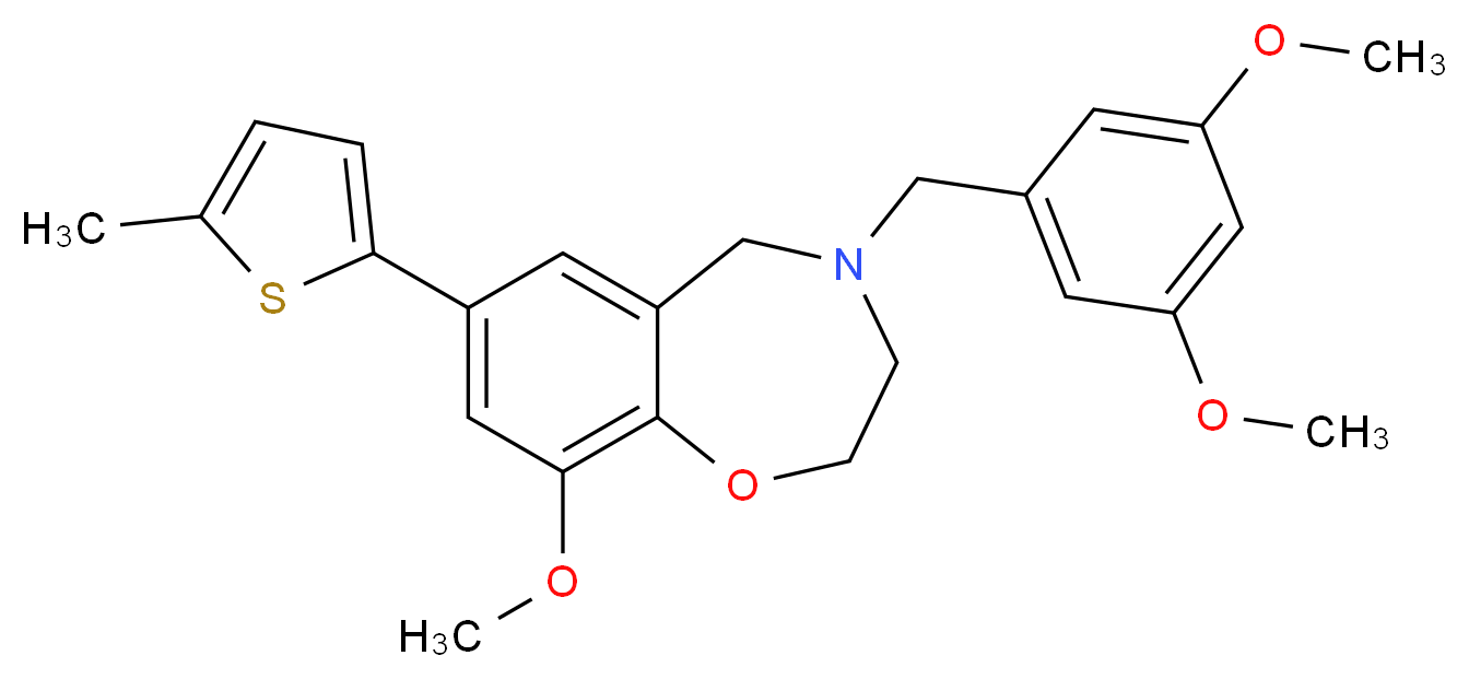 4-(3,5-dimethoxybenzyl)-9-methoxy-7-(5-methyl-2-thienyl)-2,3,4,5-tetrahydro-1,4-benzoxazepine_Molecular_structure_CAS_)