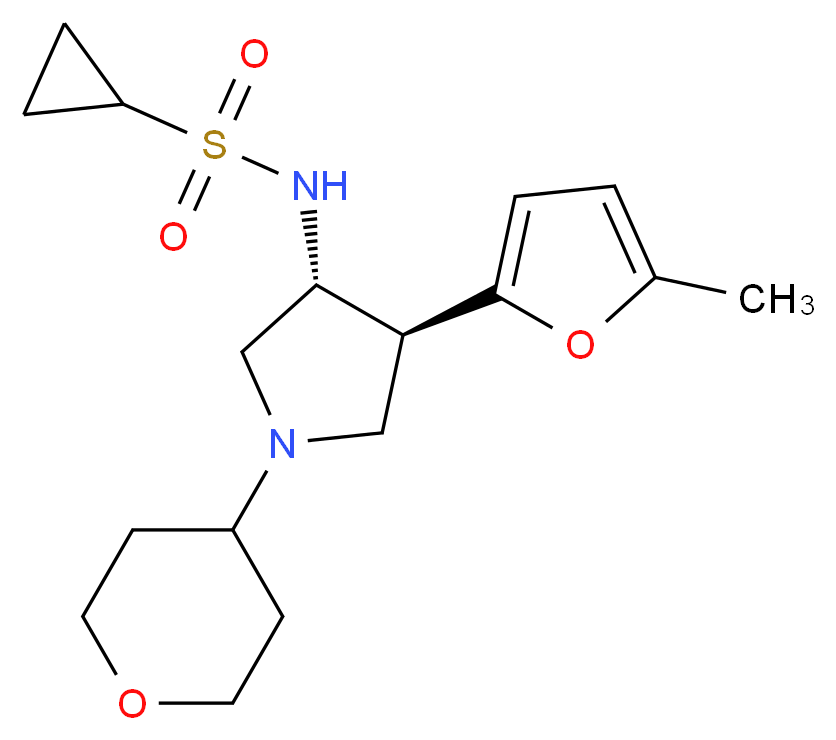 N-[(3R*,4S*)-4-(5-methyl-2-furyl)-1-(tetrahydro-2H-pyran-4-yl)-3-pyrrolidinyl]cyclopropanesulfonamide_Molecular_structure_CAS_)