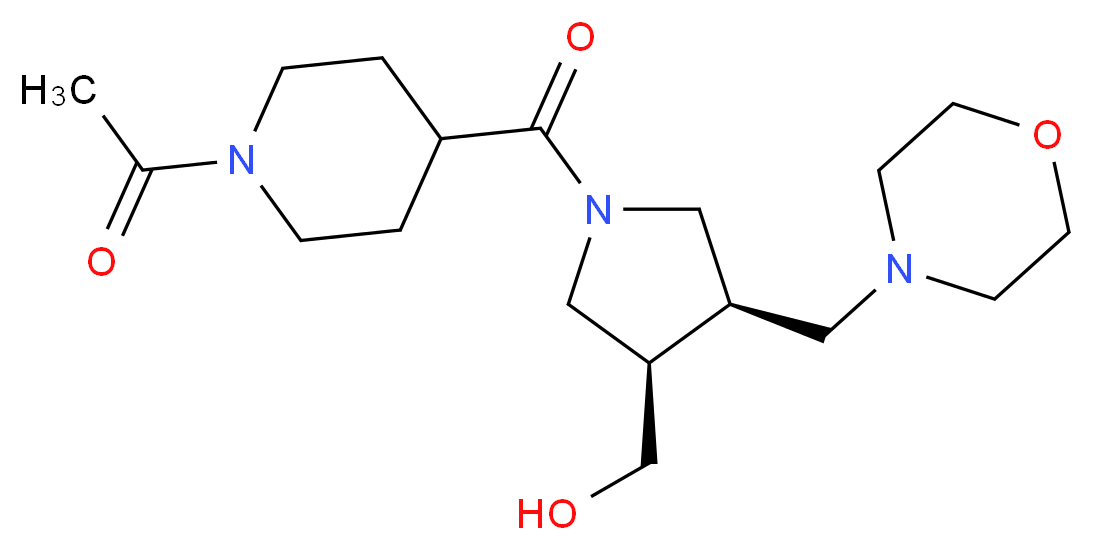 [(3R*,4R*)-1-[(1-acetyl-4-piperidinyl)carbonyl]-4-(4-morpholinylmethyl)-3-pyrrolidinyl]methanol_Molecular_structure_CAS_)