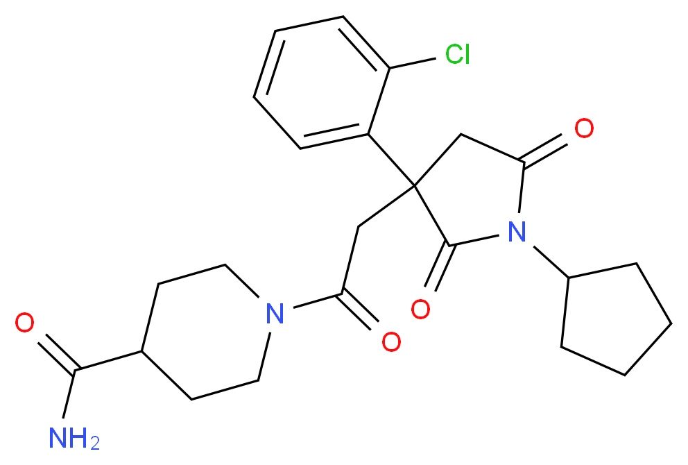 1-{[3-(2-chlorophenyl)-1-cyclopentyl-2,5-dioxo-3-pyrrolidinyl]acetyl}-4-piperidinecarboxamide_Molecular_structure_CAS_)