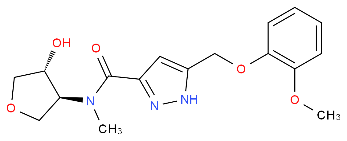 N-[(3S*,4R*)-4-hydroxytetrahydrofuran-3-yl]-5-[(2-methoxyphenoxy)methyl]-N-methyl-1H-pyrazole-3-carboxamide_Molecular_structure_CAS_)