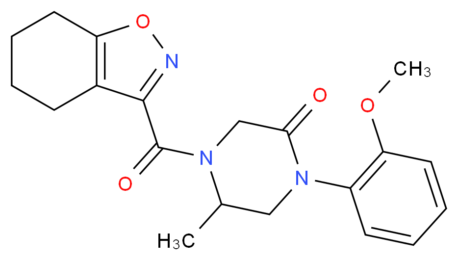 1-(2-methoxyphenyl)-5-methyl-4-(4,5,6,7-tetrahydro-1,2-benzisoxazol-3-ylcarbonyl)-2-piperazinone_Molecular_structure_CAS_)