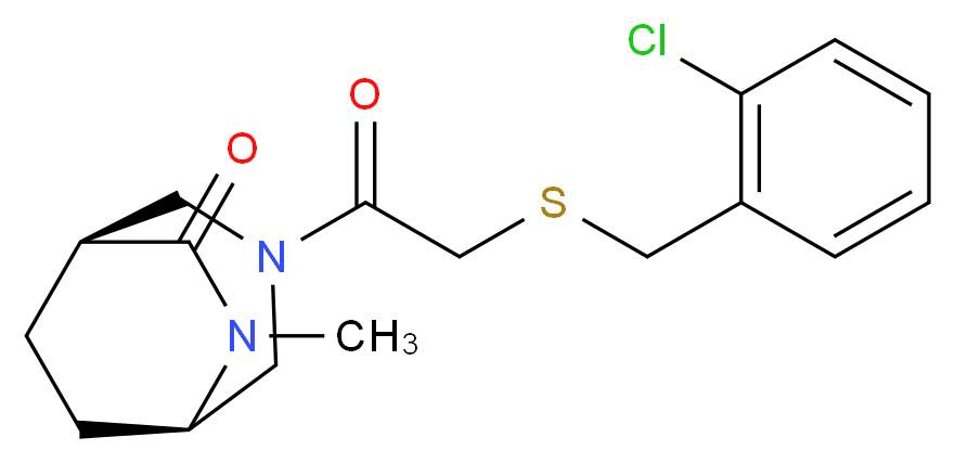 (1S*,5R*)-3-{[(2-chlorobenzyl)thio]acetyl}-6-methyl-3,6-diazabicyclo[3.2.2]nonan-7-one_Molecular_structure_CAS_)