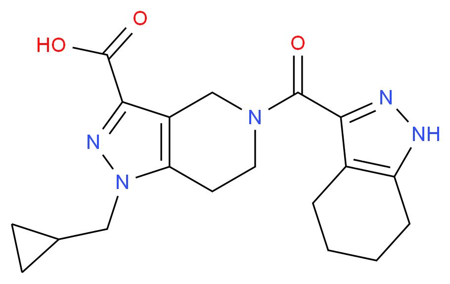 1-(cyclopropylmethyl)-5-(4,5,6,7-tetrahydro-1H-indazol-3-ylcarbonyl)-4,5,6,7-tetrahydro-1H-pyrazolo[4,3-c]pyridine-3-carboxylic acid_Molecular_structure_CAS_)