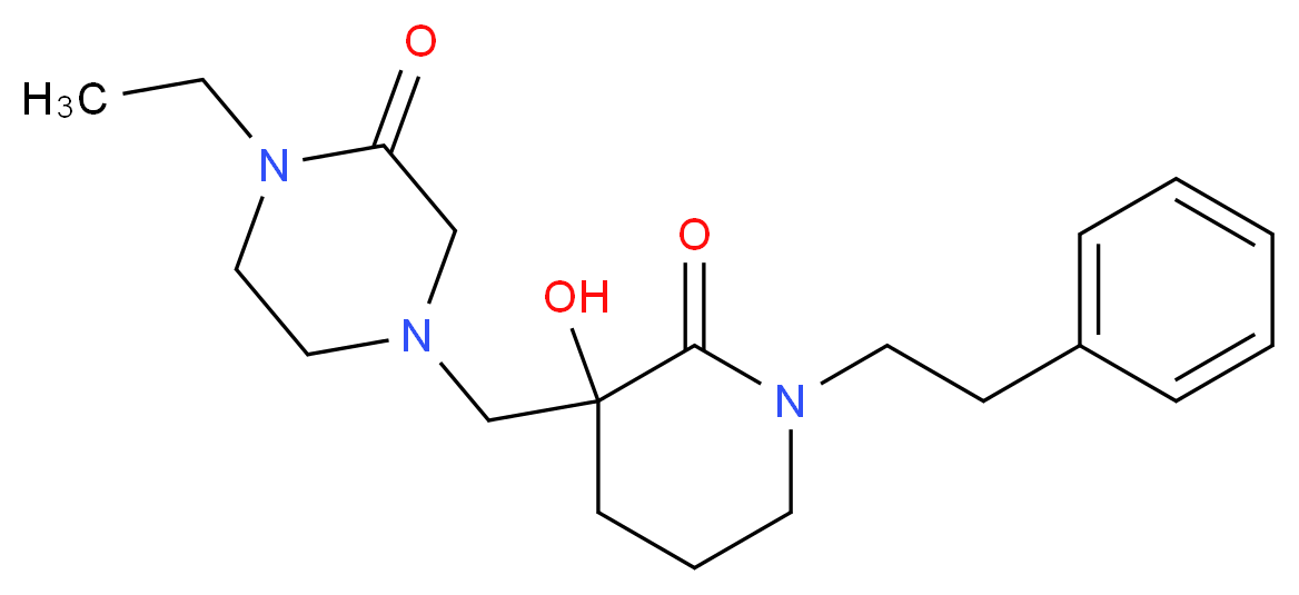 1-ethyl-4-{[3-hydroxy-2-oxo-1-(2-phenylethyl)piperidin-3-yl]methyl}piperazin-2-one_Molecular_structure_CAS_)