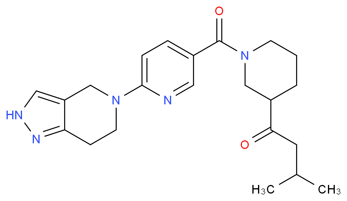 3-methyl-1-(1-{[6-(2,4,6,7-tetrahydro-5H-pyrazolo[4,3-c]pyridin-5-yl)pyridin-3-yl]carbonyl}piperidin-3-yl)butan-1-one_Molecular_structure_CAS_)