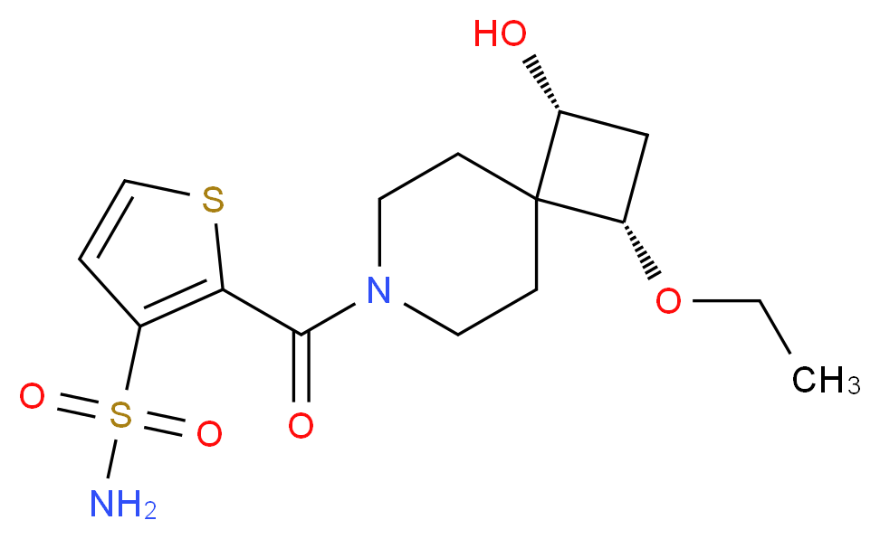 2-{[(1S*,3R*)-1-ethoxy-3-hydroxy-7-azaspiro[3.5]non-7-yl]carbonyl}thiophene-3-sulfonamide_Molecular_structure_CAS_)