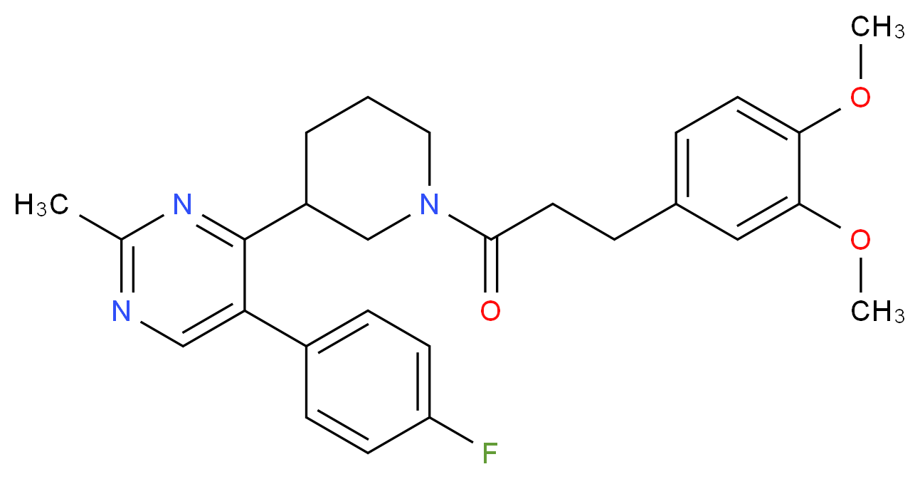 4-{1-[3-(3,4-dimethoxyphenyl)propanoyl]-3-piperidinyl}-5-(4-fluorophenyl)-2-methylpyrimidine_Molecular_structure_CAS_)