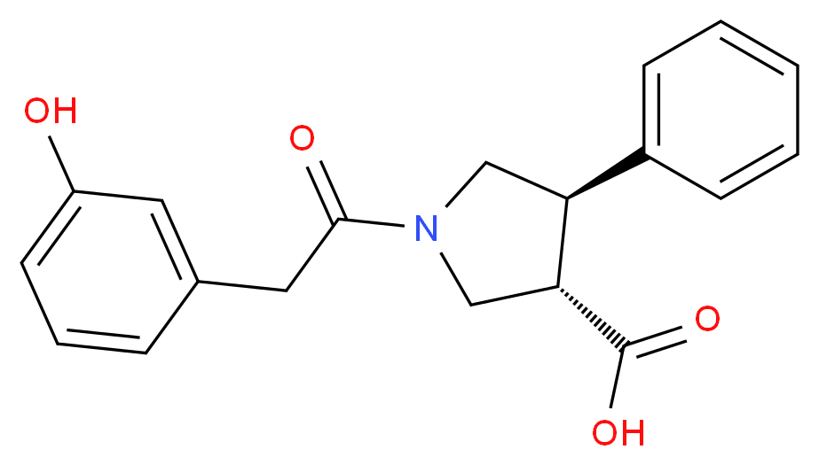 (3S*,4R*)-1-[(3-hydroxyphenyl)acetyl]-4-phenylpyrrolidine-3-carboxylic acid_Molecular_structure_CAS_)