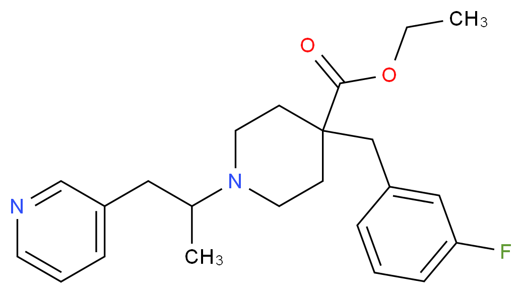 ethyl 4-(3-fluorobenzyl)-1-[1-methyl-2-(3-pyridinyl)ethyl]-4-piperidinecarboxylate_Molecular_structure_CAS_)