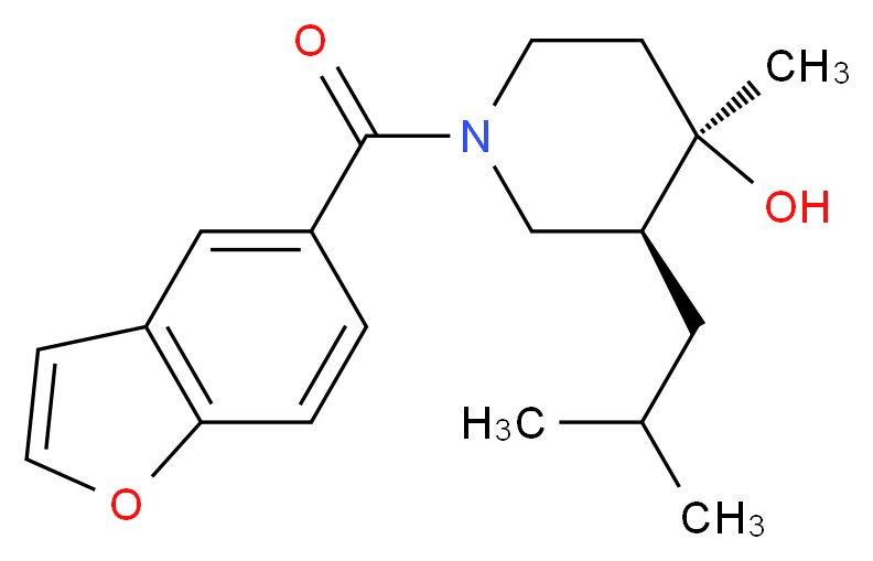 (3S*,4R*)-1-(1-benzofuran-5-ylcarbonyl)-3-isobutyl-4-methyl-4-piperidinol_Molecular_structure_CAS_)