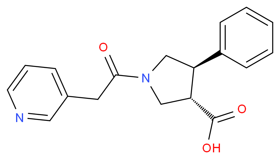 (3S*,4R*)-4-phenyl-1-(pyridin-3-ylacetyl)pyrrolidine-3-carboxylic acid_Molecular_structure_CAS_)