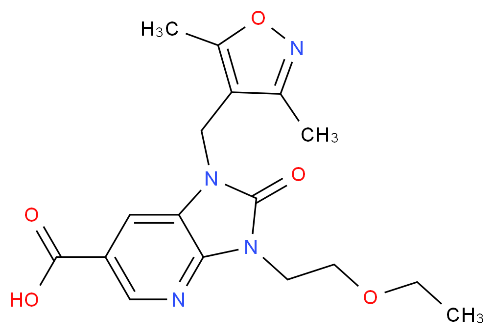 1-[(3,5-dimethylisoxazol-4-yl)methyl]-3-(2-ethoxyethyl)-2-oxo-2,3-dihydro-1H-imidazo[4,5-b]pyridine-6-carboxylic acid_Molecular_structure_CAS_)