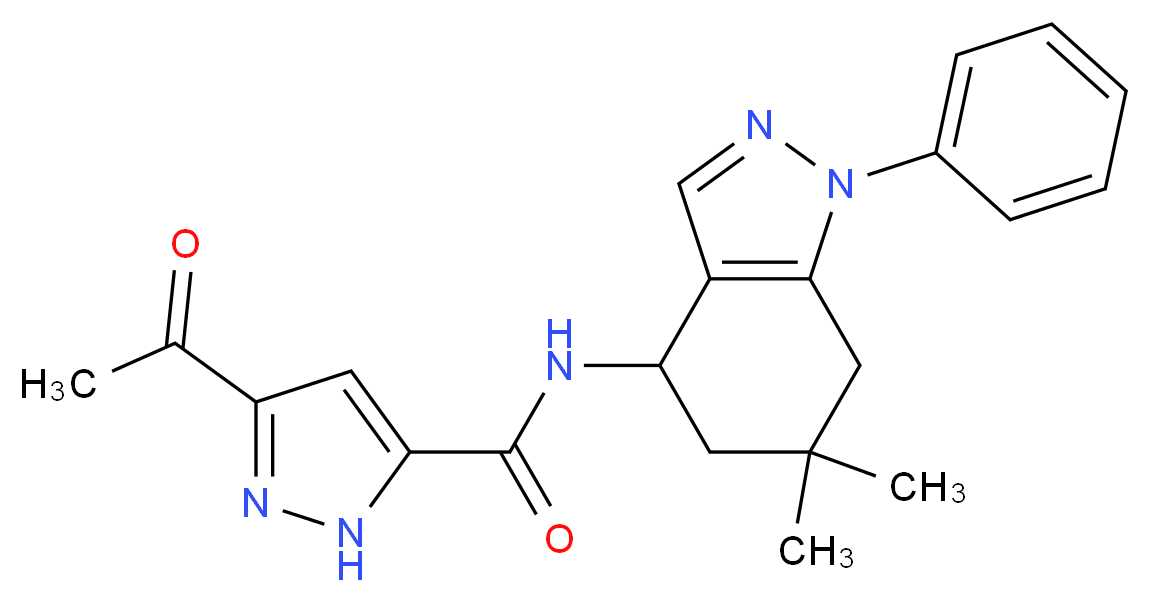 3-acetyl-N-(6,6-dimethyl-1-phenyl-4,5,6,7-tetrahydro-1H-indazol-4-yl)-1H-pyrazole-5-carboxamide_Molecular_structure_CAS_)