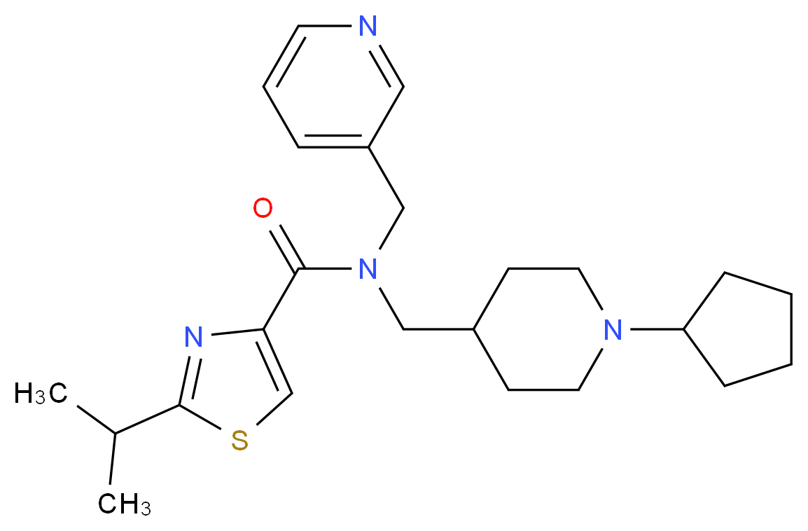 N-[(1-cyclopentyl-4-piperidinyl)methyl]-2-isopropyl-N-(3-pyridinylmethyl)-1,3-thiazole-4-carboxamide_Molecular_structure_CAS_)
