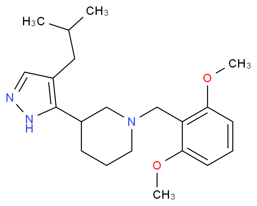1-(2,6-dimethoxybenzyl)-3-(4-isobutyl-1H-pyrazol-5-yl)piperidine_Molecular_structure_CAS_)