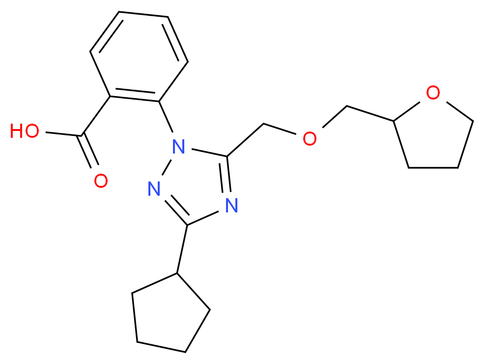 2-{3-cyclopentyl-5-[(tetrahydrofuran-2-ylmethoxy)methyl]-1H-1,2,4-triazol-1-yl}benzoic acid_Molecular_structure_CAS_)