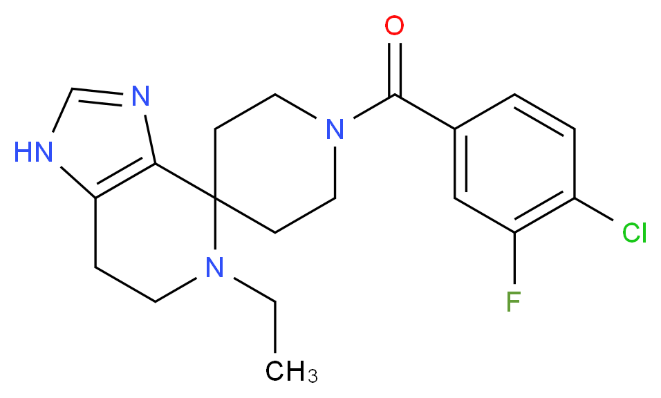 1'-(4-chloro-3-fluorobenzoyl)-5-ethyl-1,5,6,7-tetrahydrospiro[imidazo[4,5-c]pyridine-4,4'-piperidine]_Molecular_structure_CAS_)