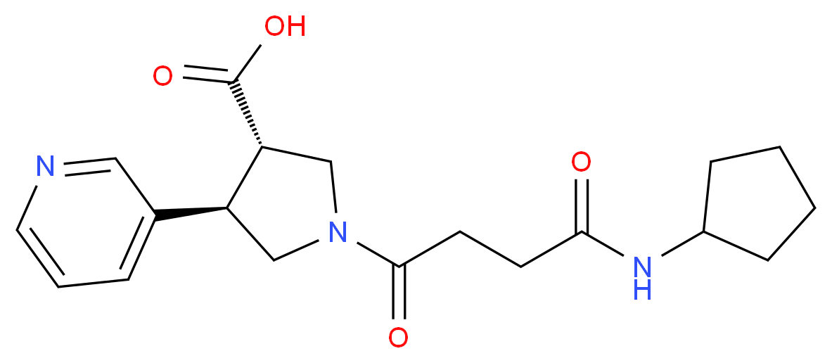 (3S*,4R*)-1-[4-(cyclopentylamino)-4-oxobutanoyl]-4-pyridin-3-ylpyrrolidine-3-carboxylic acid_Molecular_structure_CAS_)
