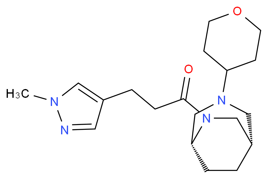 (1S*,5R*)-6-[3-(1-methyl-1H-pyrazol-4-yl)propanoyl]-3-(tetrahydro-2H-pyran-4-yl)-3,6-diazabicyclo[3.2.2]nonane_Molecular_structure_CAS_)