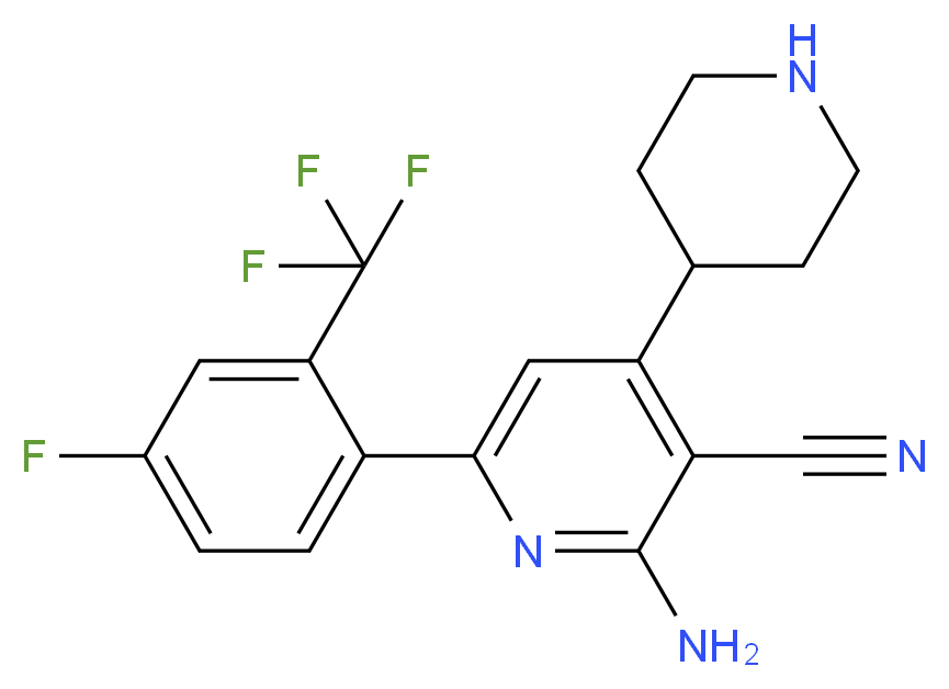 2-amino-6-[4-fluoro-2-(trifluoromethyl)phenyl]-4-piperidin-4-ylnicotinonitrile_Molecular_structure_CAS_)