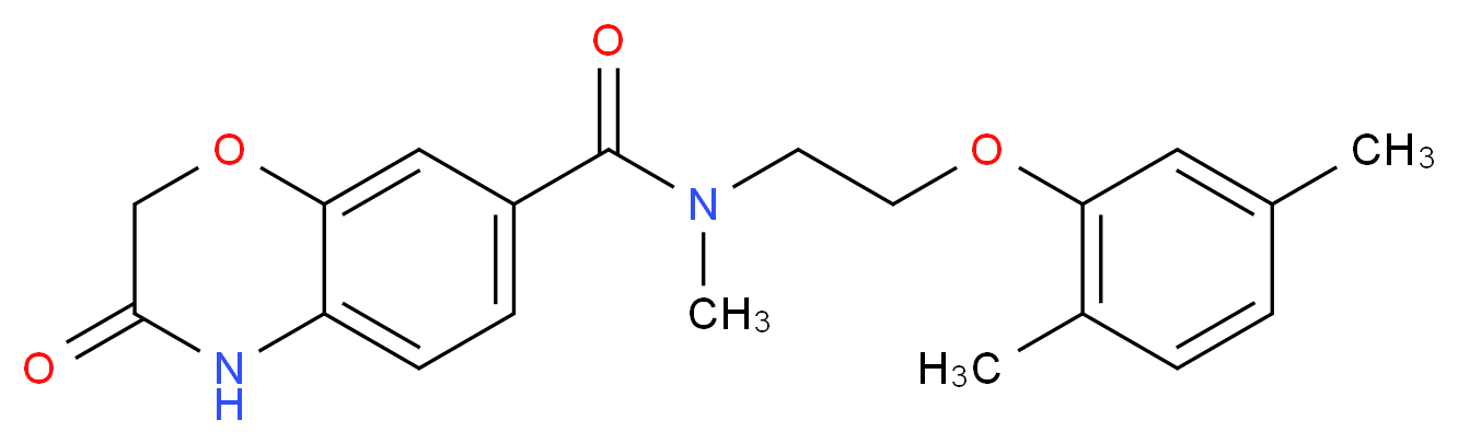 N-[2-(2,5-dimethylphenoxy)ethyl]-N-methyl-3-oxo-3,4-dihydro-2H-1,4-benzoxazine-7-carboxamide_Molecular_structure_CAS_)