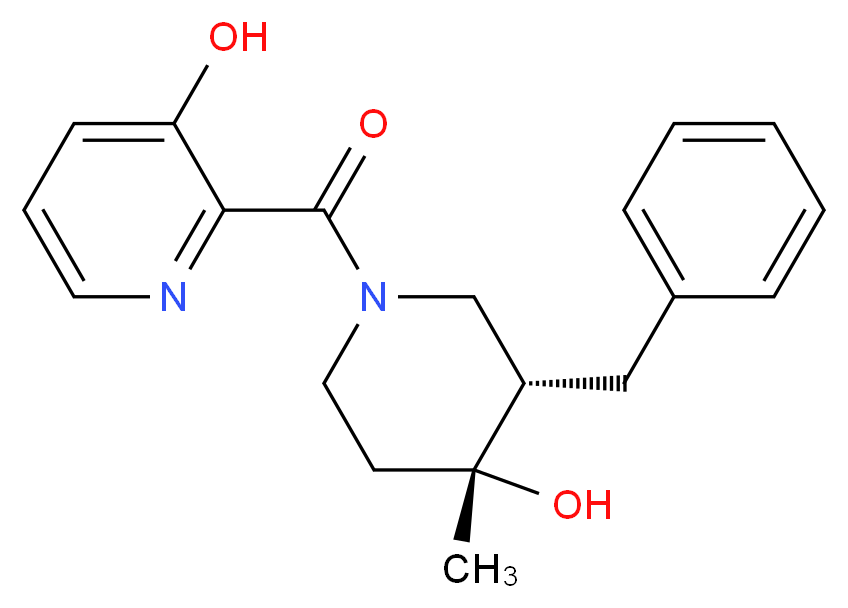 2-{[(3S*,4R*)-3-benzyl-4-hydroxy-4-methyl-1-piperidinyl]carbonyl}-3-pyridinol_Molecular_structure_CAS_)