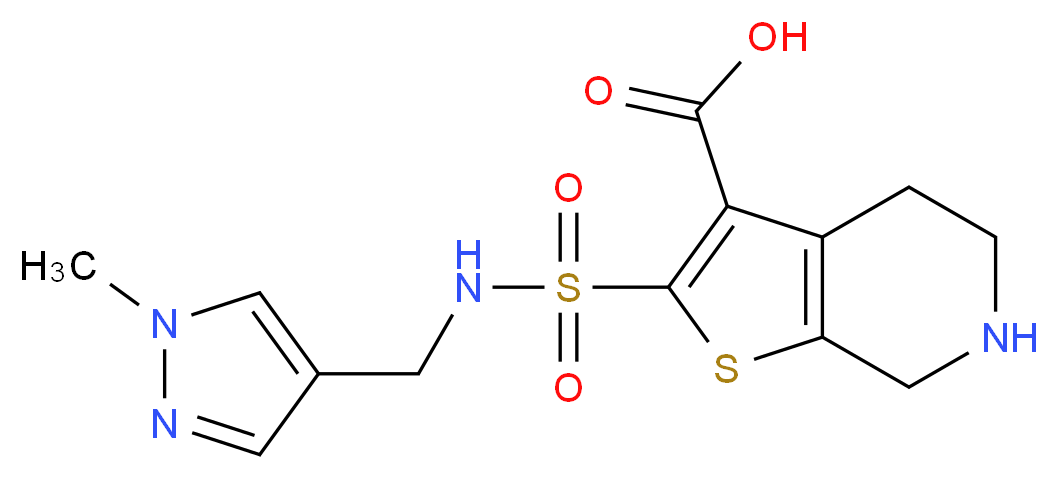 2-({[(1-methyl-1H-pyrazol-4-yl)methyl]amino}sulfonyl)-4,5,6,7-tetrahydrothieno[2,3-c]pyridine-3-carboxylic acid_Molecular_structure_CAS_)