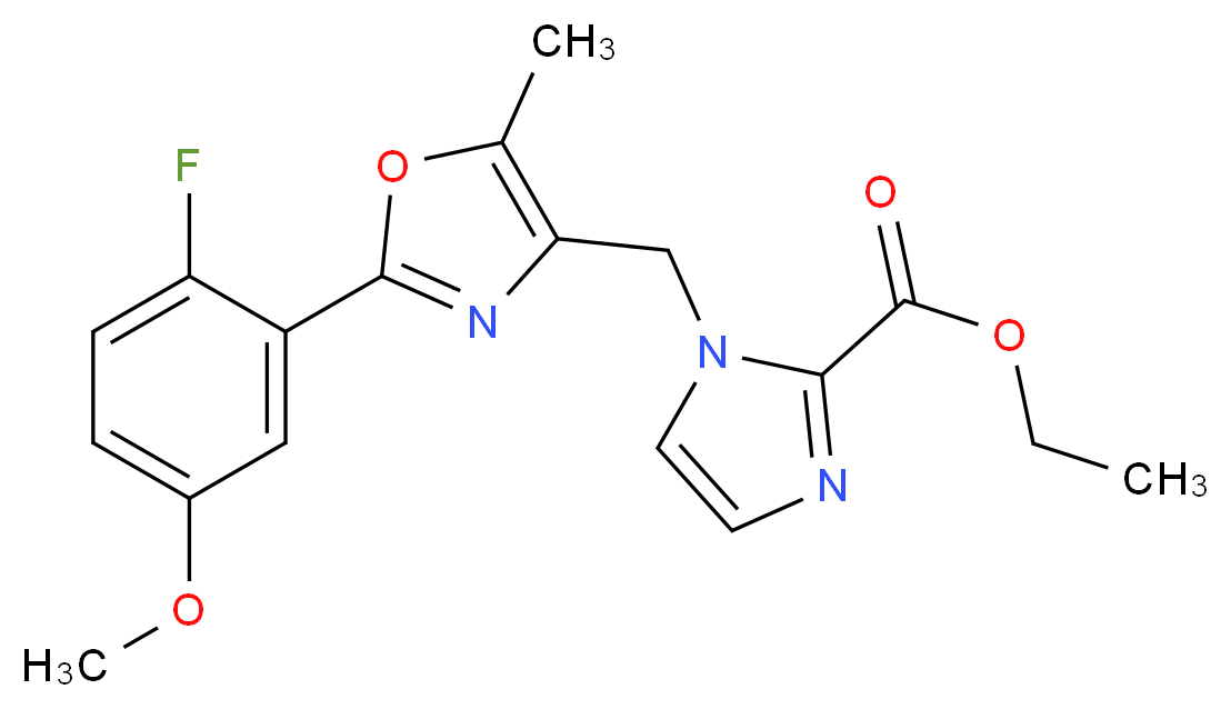 ethyl 1-{[2-(2-fluoro-5-methoxyphenyl)-5-methyl-1,3-oxazol-4-yl]methyl}-1H-imidazole-2-carboxylate_Molecular_structure_CAS_)