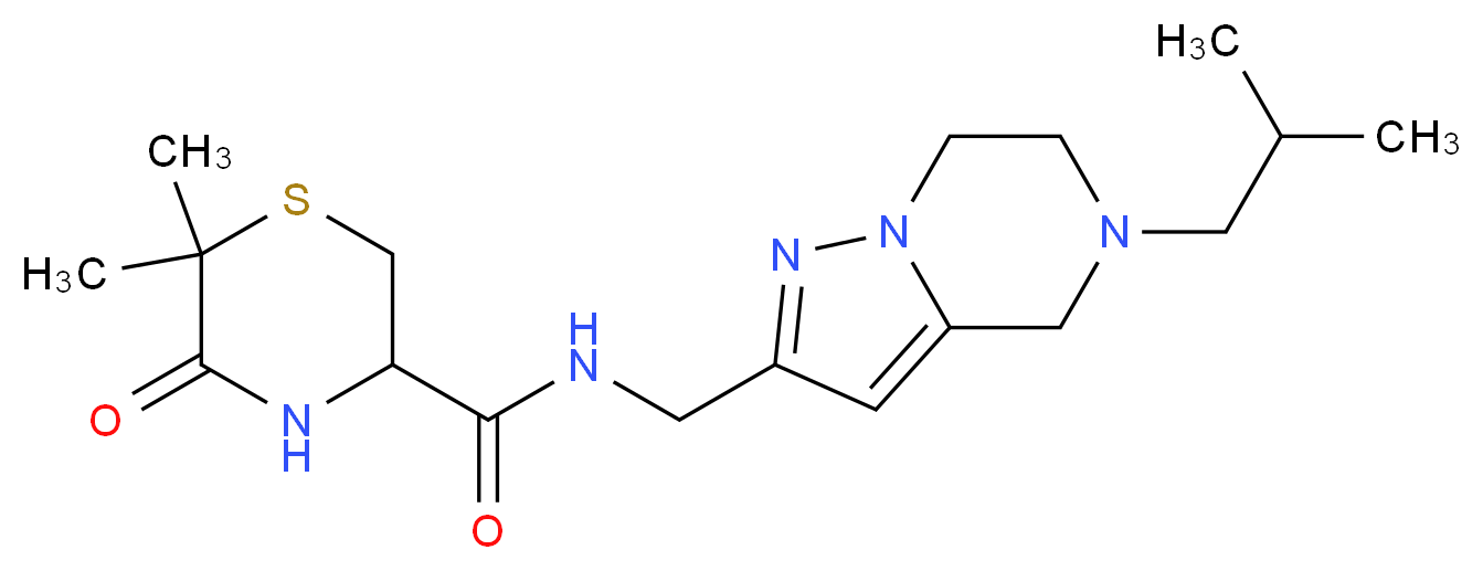 N-[(5-isobutyl-4,5,6,7-tetrahydropyrazolo[1,5-a]pyrazin-2-yl)methyl]-6,6-dimethyl-5-oxothiomorpholine-3-carboxamide_Molecular_structure_CAS_)