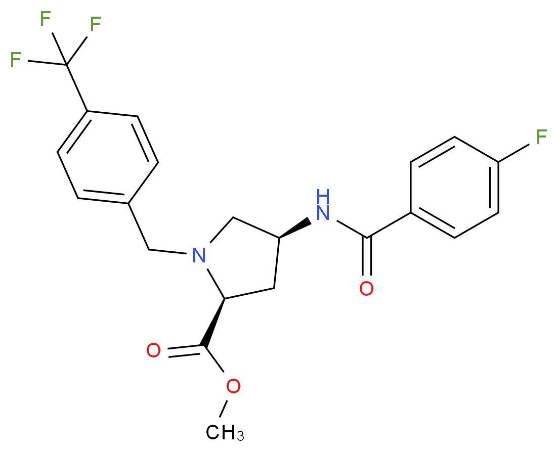 methyl (4S)-4-[(4-fluorobenzoyl)amino]-1-[4-(trifluoromethyl)benzyl]-L-prolinate_Molecular_structure_CAS_)