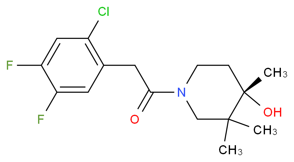 (4S*)-1-[(2-chloro-4,5-difluorophenyl)acetyl]-3,3,4-trimethylpiperidin-4-ol_Molecular_structure_CAS_)