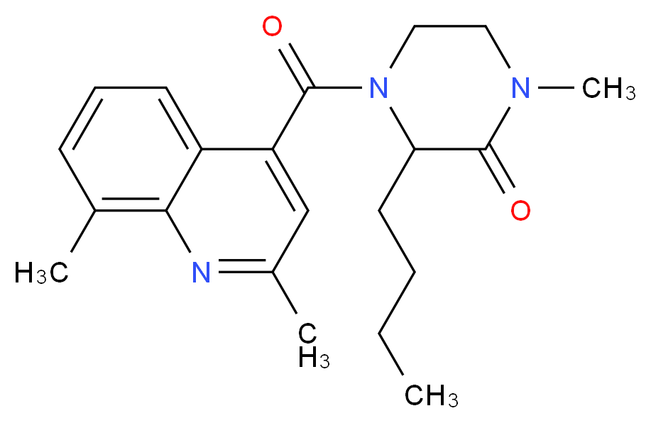 3-butyl-4-[(2,8-dimethyl-4-quinolinyl)carbonyl]-1-methyl-2-piperazinone_Molecular_structure_CAS_)