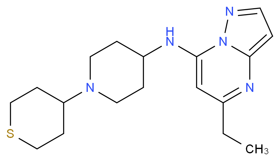 5-ethyl-N-[1-(tetrahydro-2H-thiopyran-4-yl)piperidin-4-yl]pyrazolo[1,5-a]pyrimidin-7-amine_Molecular_structure_CAS_)