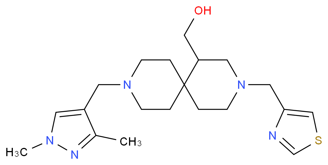 [9-[(1,3-dimethyl-1H-pyrazol-4-yl)methyl]-3-(1,3-thiazol-4-ylmethyl)-3,9-diazaspiro[5.5]undec-1-yl]methanol_Molecular_structure_CAS_)