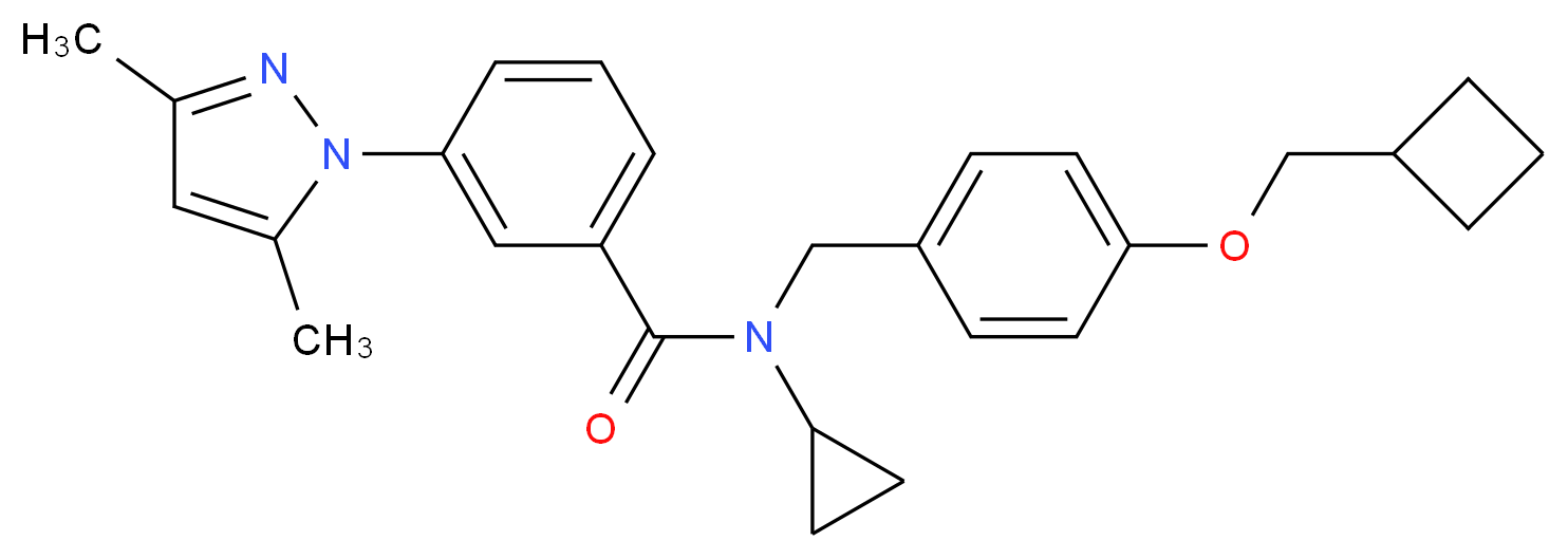 N-[4-(cyclobutylmethoxy)benzyl]-N-cyclopropyl-3-(3,5-dimethyl-1H-pyrazol-1-yl)benzamide_Molecular_structure_CAS_)