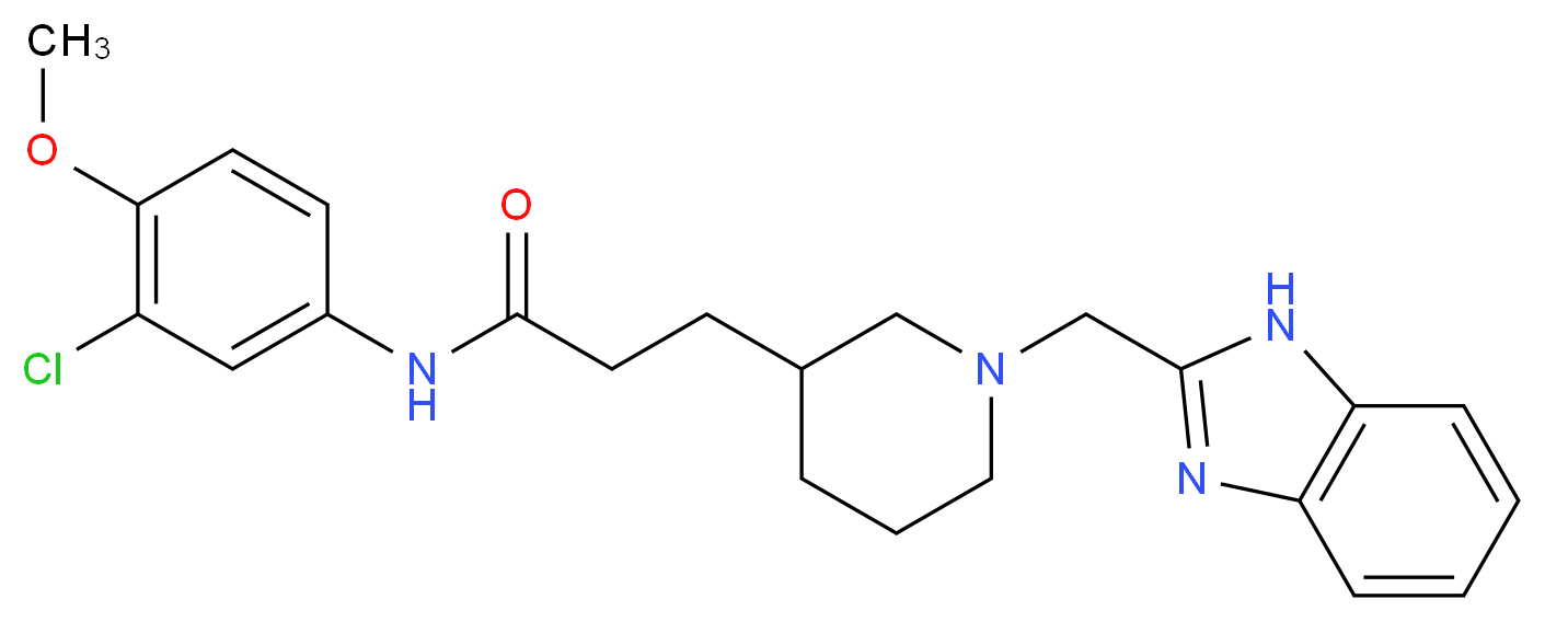 3-[1-(1H-benzimidazol-2-ylmethyl)-3-piperidinyl]-N-(3-chloro-4-methoxyphenyl)propanamide_Molecular_structure_CAS_)