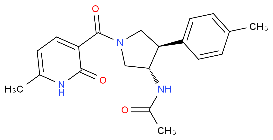 N-[(3S*,4R*)-1-[(6-methyl-2-oxo-1,2-dihydro-3-pyridinyl)carbonyl]-4-(4-methylphenyl)-3-pyrrolidinyl]acetamide_Molecular_structure_CAS_)