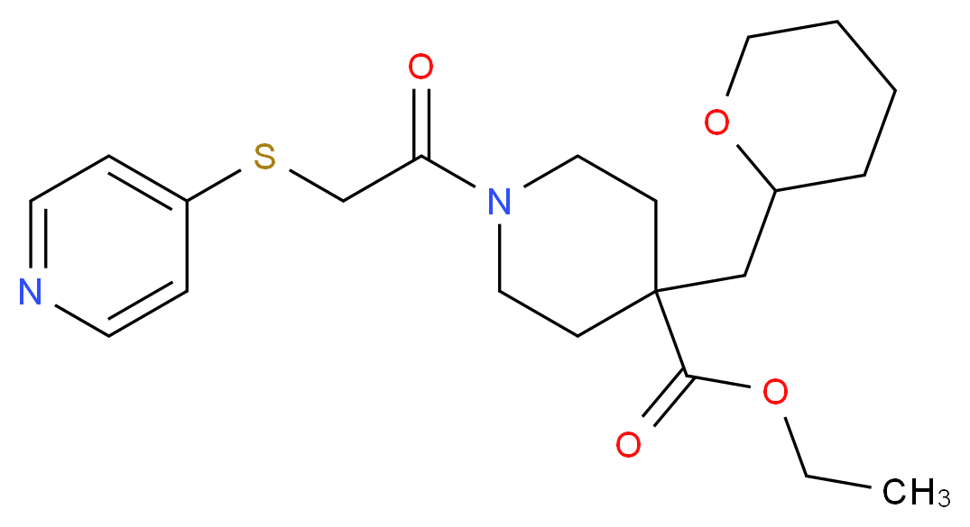 ethyl 1-[(4-pyridinylthio)acetyl]-4-(tetrahydro-2H-pyran-2-ylmethyl)-4-piperidinecarboxylate_Molecular_structure_CAS_)