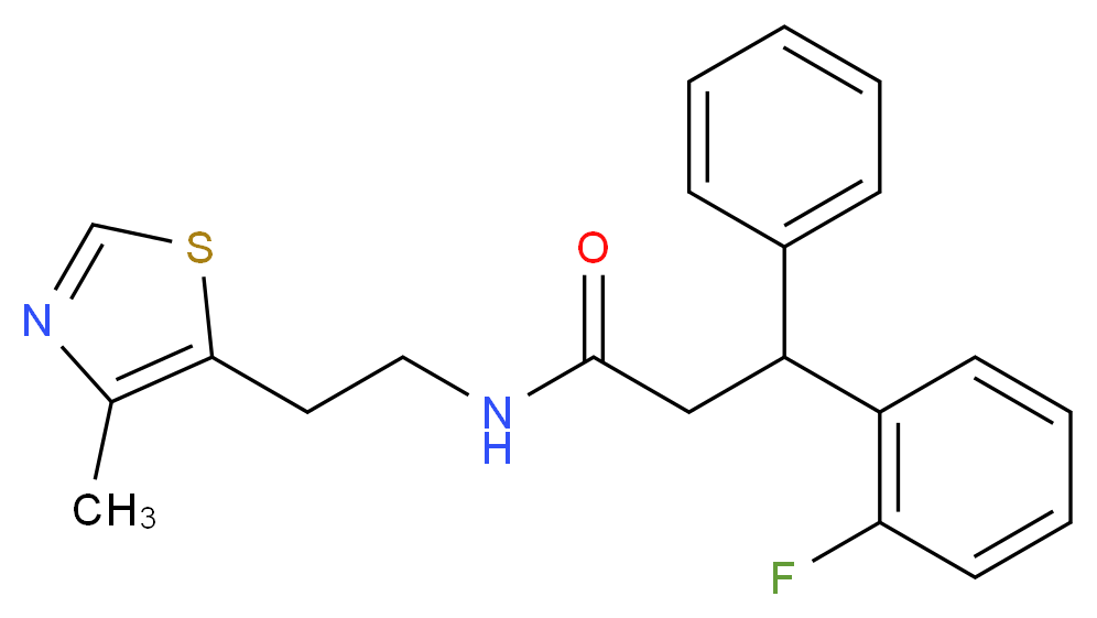 3-(2-fluorophenyl)-N-[2-(4-methyl-1,3-thiazol-5-yl)ethyl]-3-phenylpropanamide_Molecular_structure_CAS_)