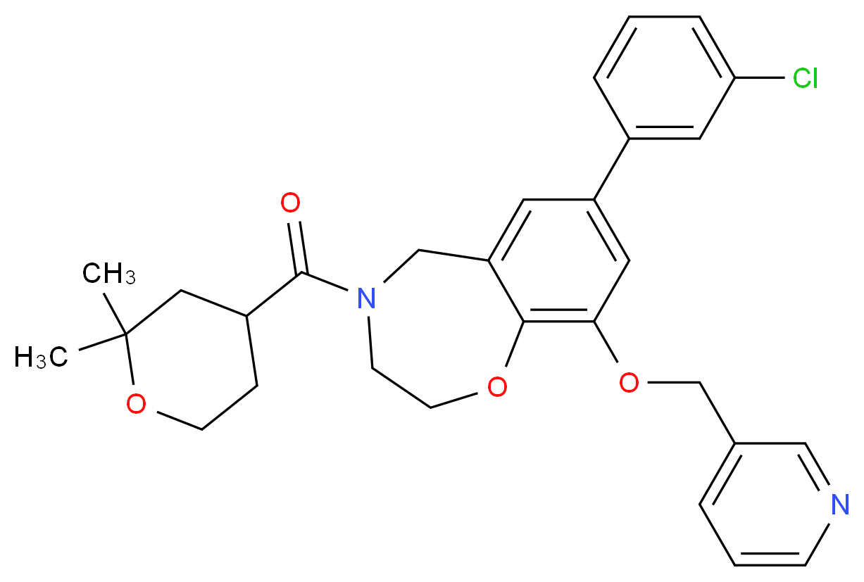 7-(3-chlorophenyl)-4-[(2,2-dimethyltetrahydro-2H-pyran-4-yl)carbonyl]-9-(3-pyridinylmethoxy)-2,3,4,5-tetrahydro-1,4-benzoxazepine_Molecular_structure_CAS_)