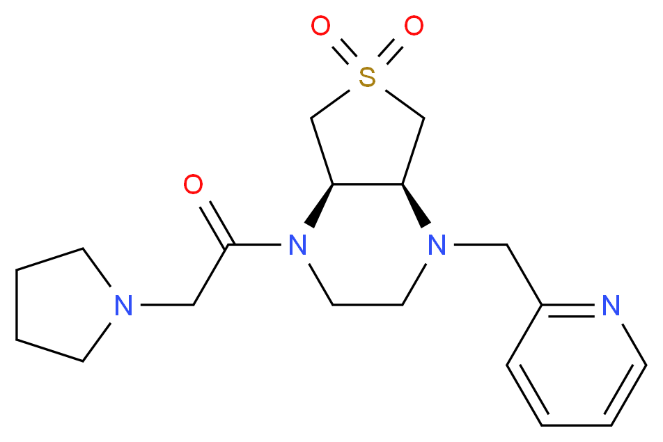 (4aR*,7aS*)-1-(2-pyridinylmethyl)-4-(1-pyrrolidinylacetyl)octahydrothieno[3,4-b]pyrazine 6,6-dioxide_Molecular_structure_CAS_)