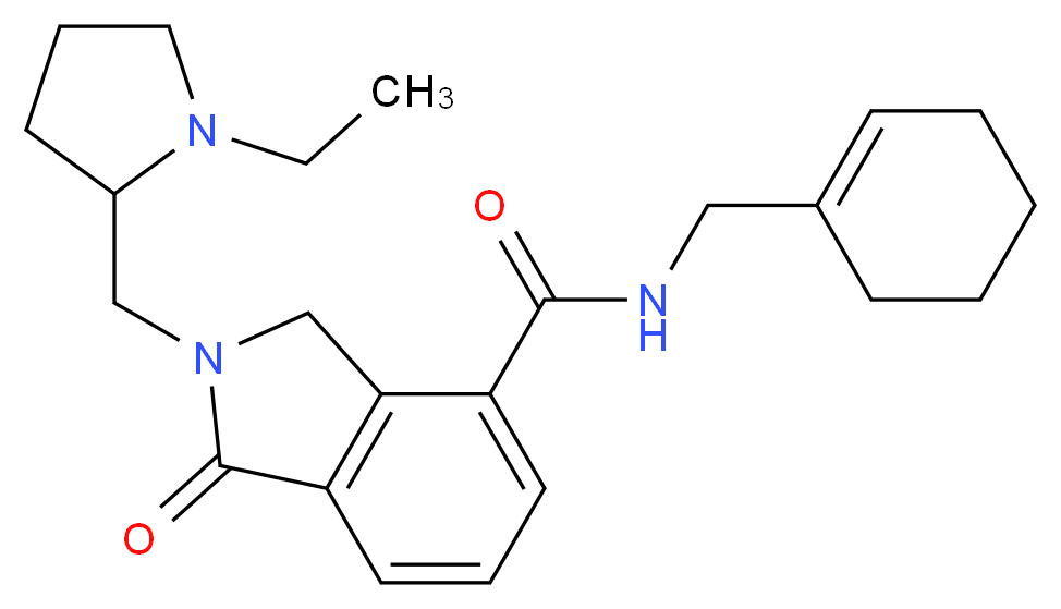 N-(cyclohex-1-en-1-ylmethyl)-2-[(1-ethylpyrrolidin-2-yl)methyl]-1-oxoisoindoline-4-carboxamide_Molecular_structure_CAS_)
