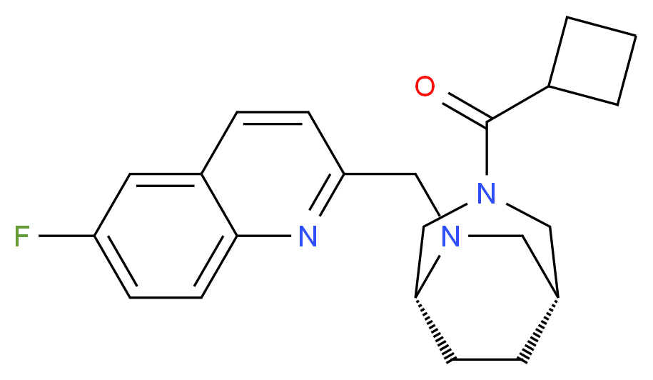 2-{[(1R*,5R*)-3-(cyclobutylcarbonyl)-3,6-diazabicyclo[3.2.2]non-6-yl]methyl}-6-fluoroquinoline_Molecular_structure_CAS_)