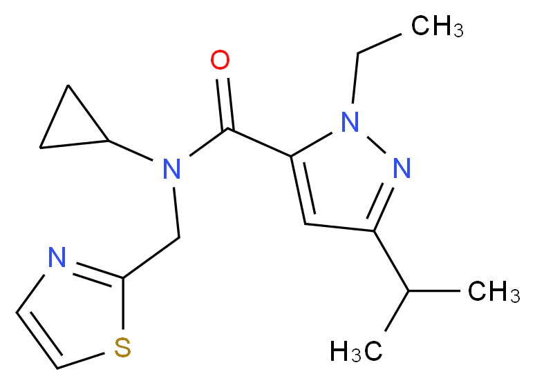 N-cyclopropyl-1-ethyl-3-isopropyl-N-(1,3-thiazol-2-ylmethyl)-1H-pyrazole-5-carboxamide_Molecular_structure_CAS_)