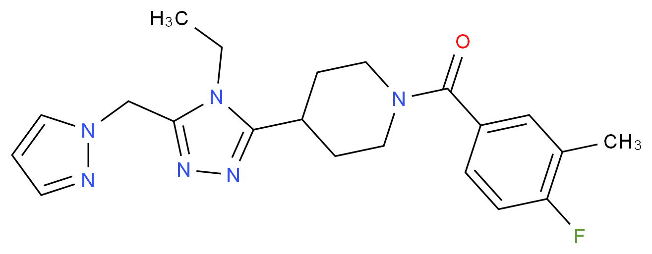 4-[4-ethyl-5-(1H-pyrazol-1-ylmethyl)-4H-1,2,4-triazol-3-yl]-1-(4-fluoro-3-methylbenzoyl)piperidine_Molecular_structure_CAS_)